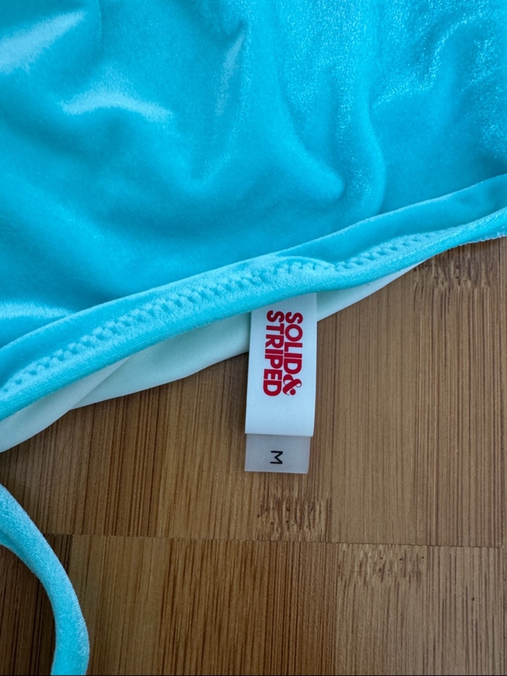 SOLID & STRIPED Shimmery Velvet Aqua Blue One-Piece Swimsuit NWOT - Picture 2 of 3